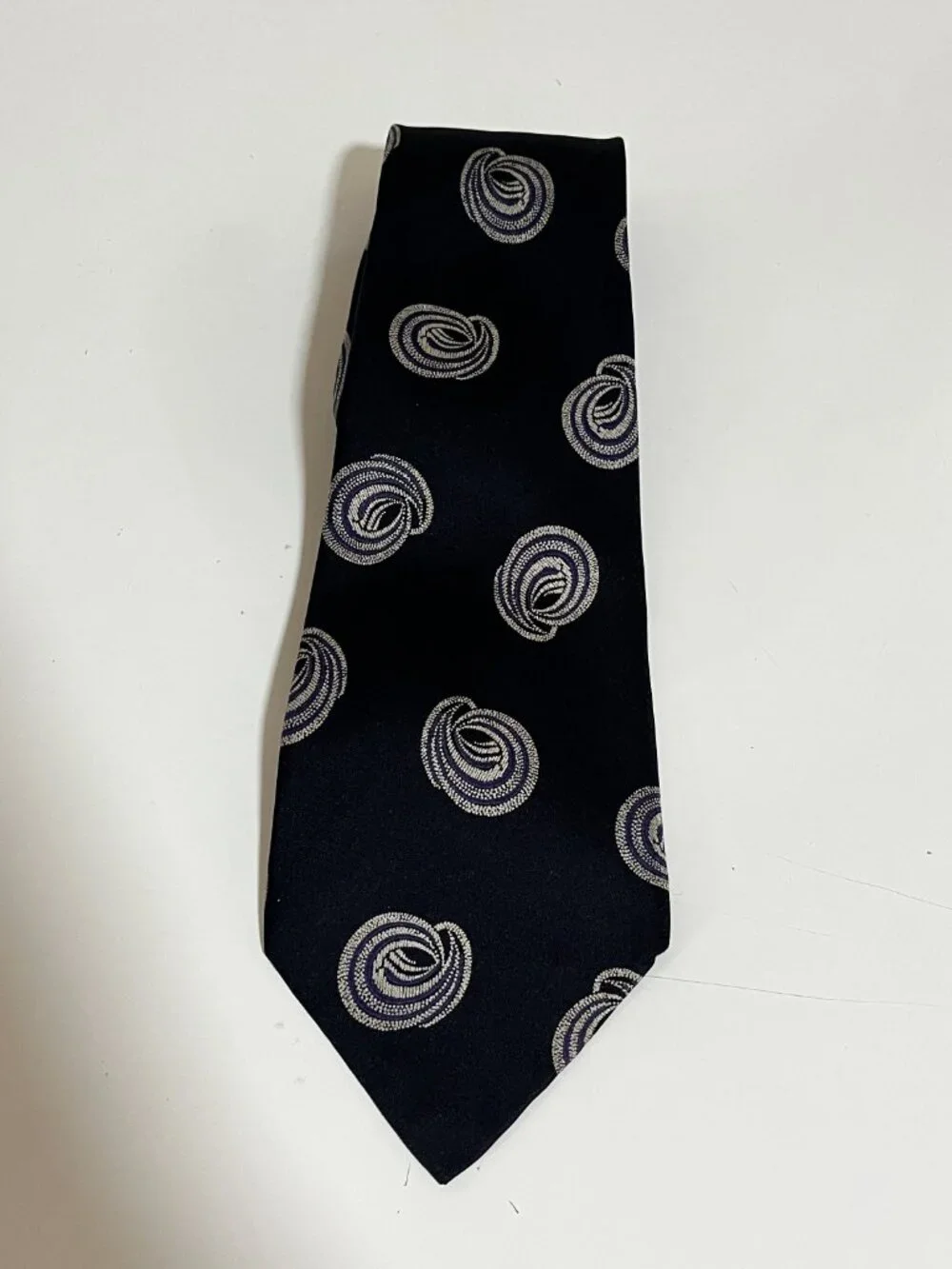 GIORGIO ARMANI Blue Silk Spiral-knot Pattern Men's CLASSIC Necktie/PREOWNED